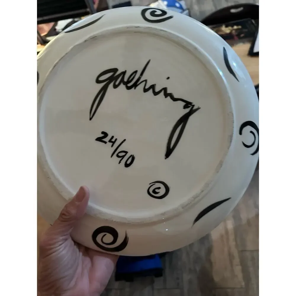Gaehing 24/90 Black And White Circular Design With Swirls Cookie Platter L 12